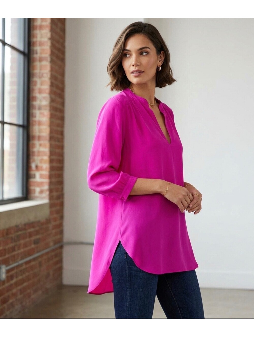 Amanda Uprichard 100% Silk Forever Shirt Hot Pink Women’s Size S